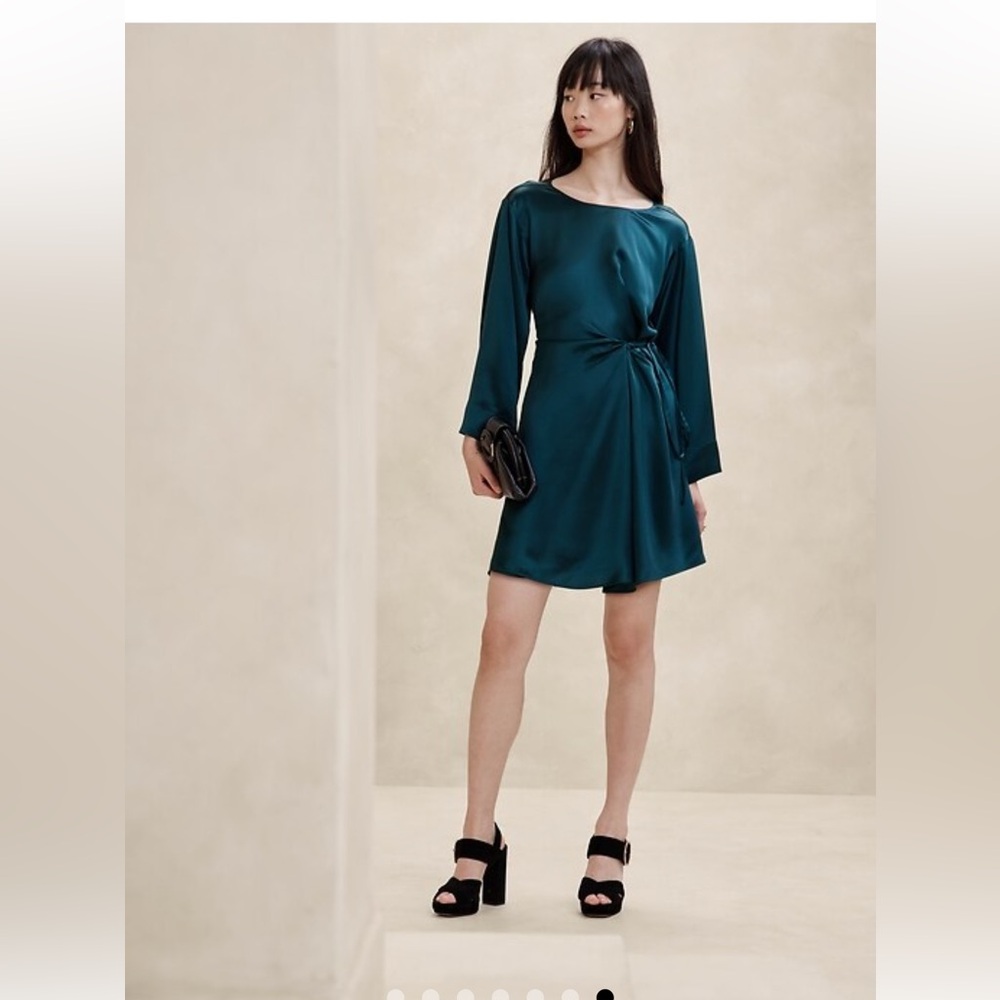Banana Republic Satin Dress, Teal, Large Tall, NWT